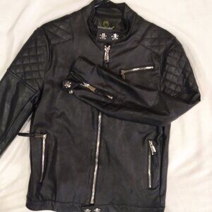 🖤 Aiqishi Black Moto Jacket Men’s Size Large